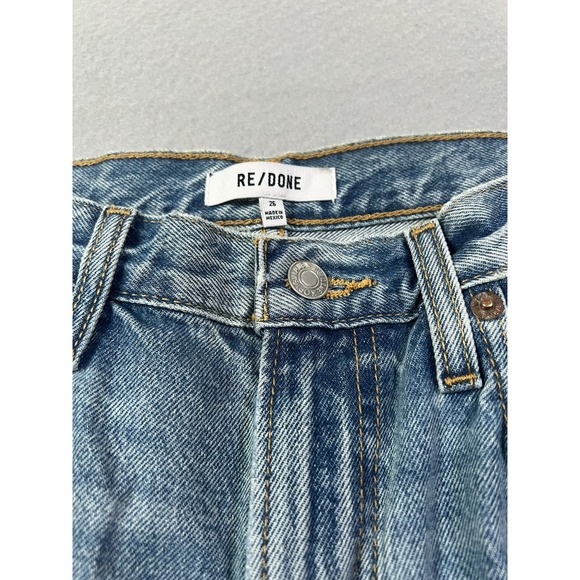 Re/Done Size 26 (32x26) The Shortie Jean Ankle Length Cargo Pocket Hacienda Blue - Picture 6 of 16
